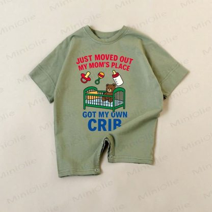 JUST MOVED OUT MY MOM'S PLACE GOT MY OWN CRIB Baby Green Romper - Green - 18-24M - image 1