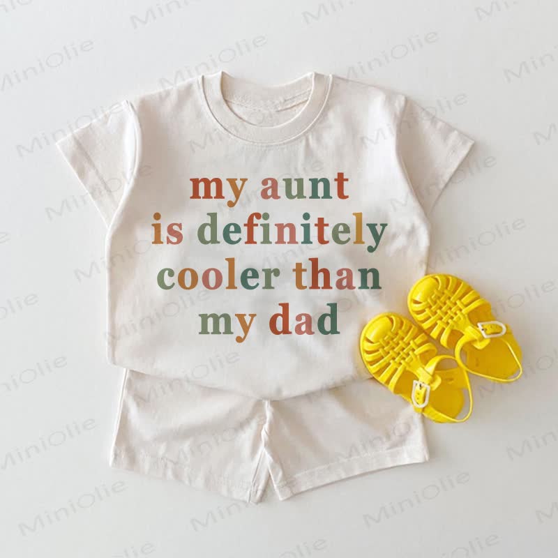 MY AUNT IS DEFINITELY COOLER THAN MY DAD Baby White Tee and Shorts 2-piece Set - White - 18-24M - image 1