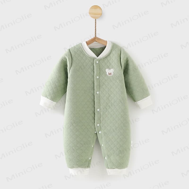 Baby Bear Quilted Contrast Color Romper - Green - 18-24M - image 6