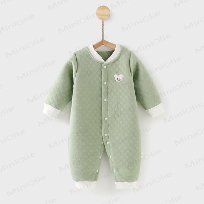 Baby Bear Quilted Contrast Color Romper - Green - 18-24M - image 6