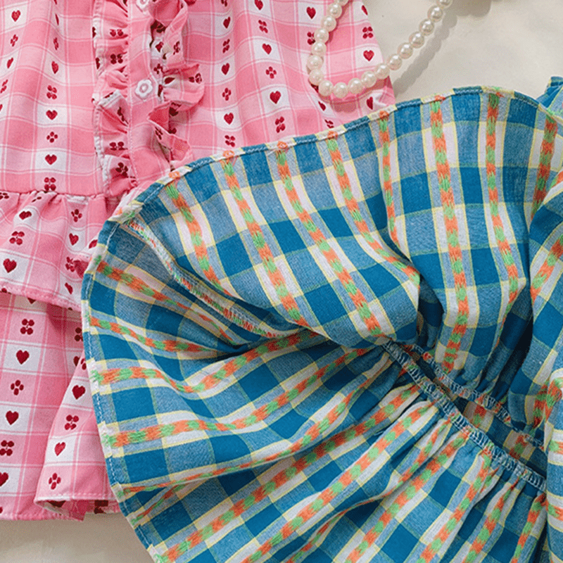 Toddler Heart Flower Plaid Ruffled Dress - image 10