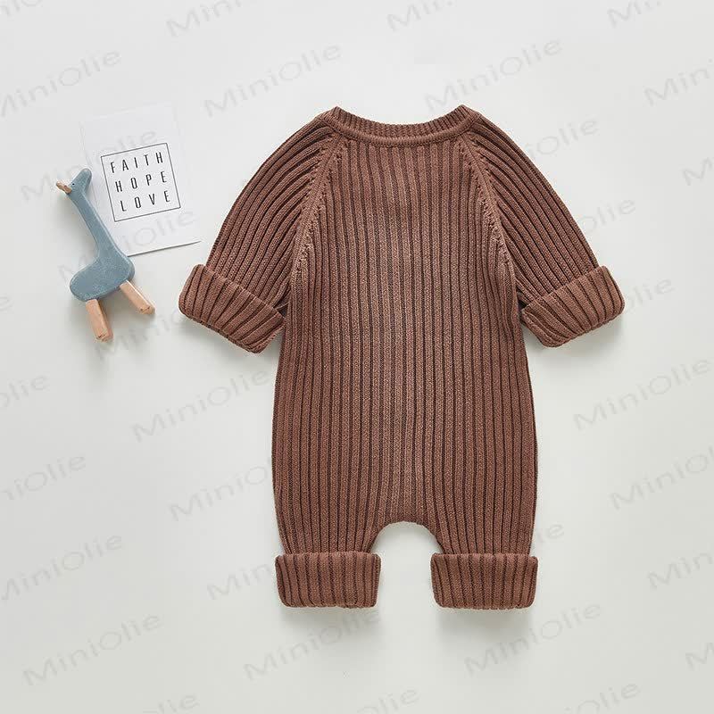 Baby Unisex Solid Color Knitted Romper - image 12