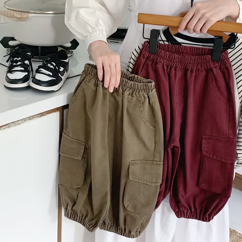 Toddler Solid Color Worker Effortless Pants - image 3
