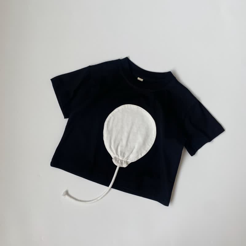 Toddler Balloon Patch Simple T-Shirt - Black - 8Y - image 6