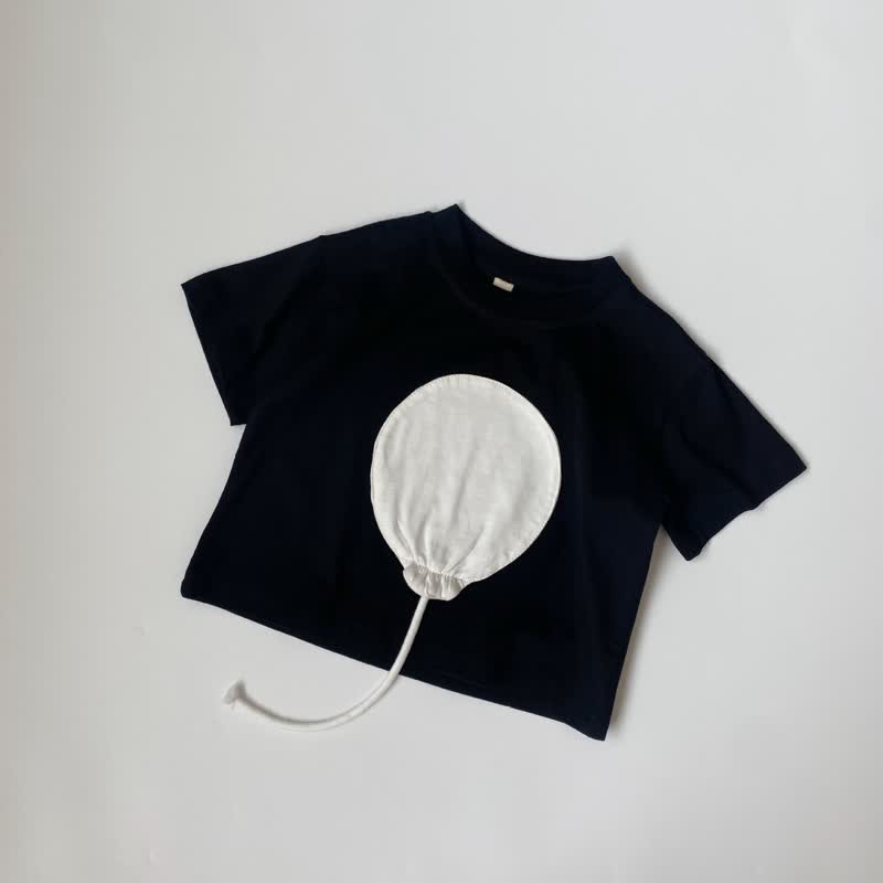 Toddler Balloon Patch Simple T-Shirt - Black - 8Y - image 6
