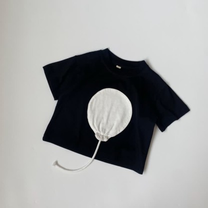 Toddler Balloon Patch Simple T-Shirt - Black - 8Y - image 6