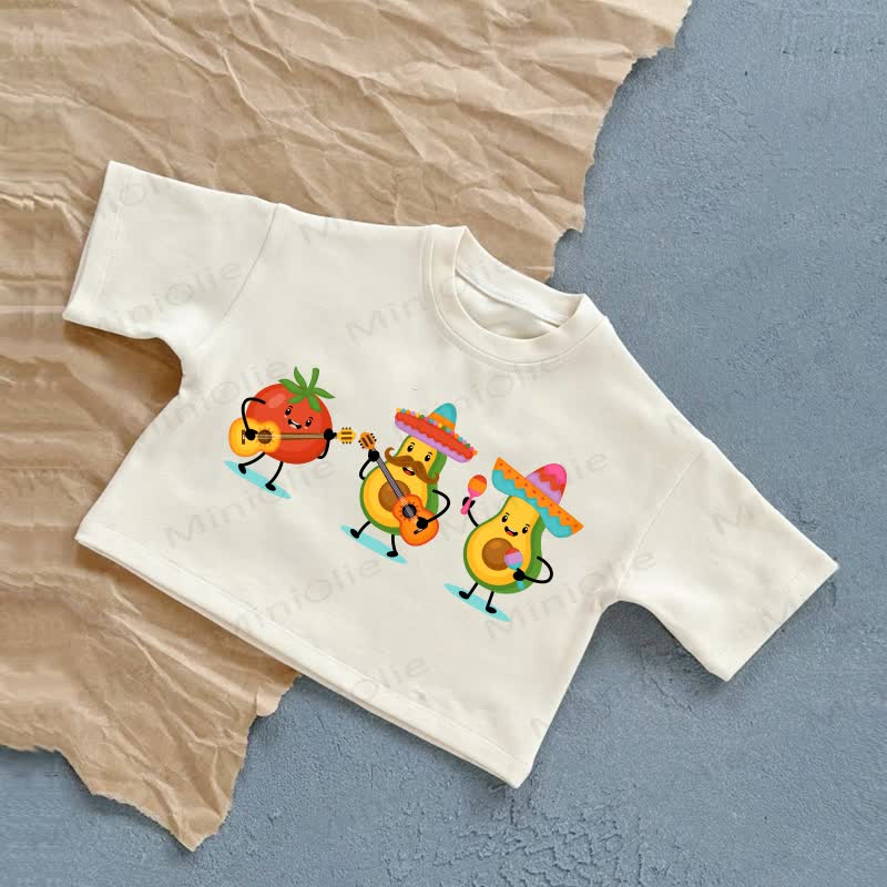 Baby Kiwi and Tomato Band Summer Casual T-Shirt - White - 2-3T - image 1