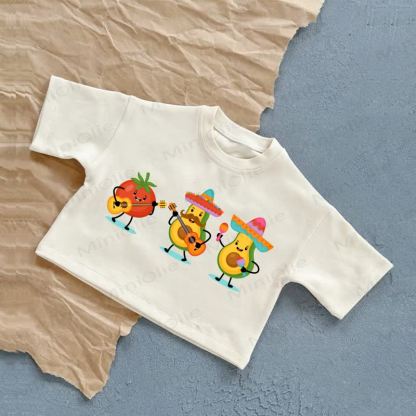 Baby Kiwi and Tomato Band Summer Casual T-Shirt - White - 2-3T - image 1