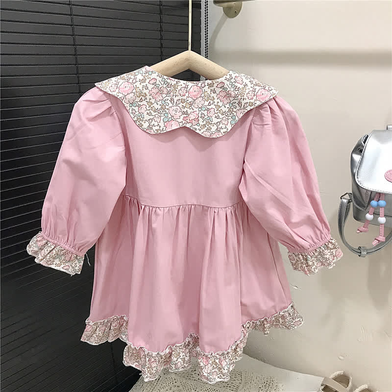 Toddler Flower Lapels Pastoral Style Dress - image 5