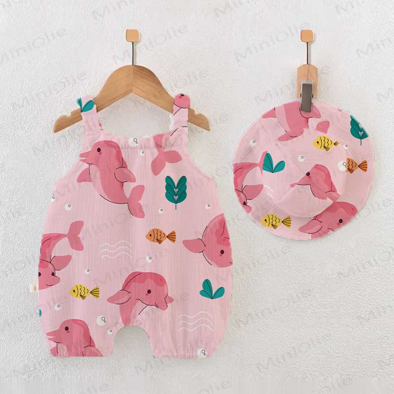 Baby Pink Dolphin Romper with Hat - Pink - 18-24M - image 1