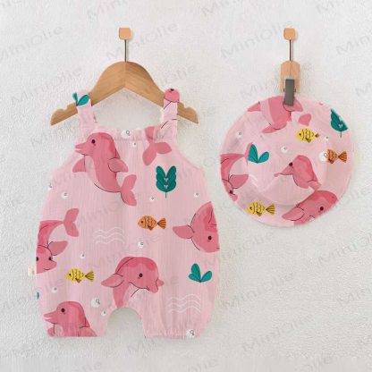 Baby Pink Dolphin Romper with Hat - Pink - 18-24M - image 1