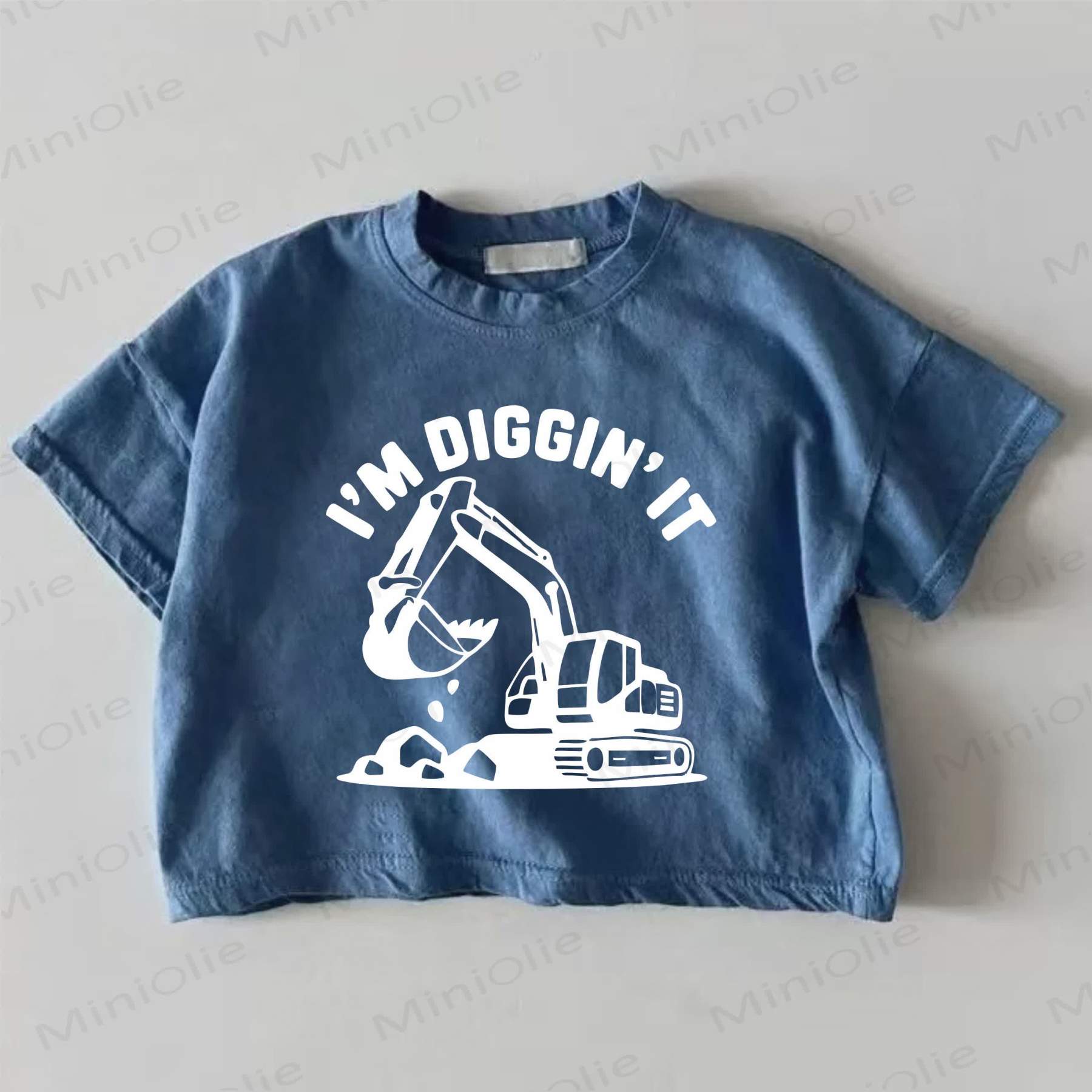 I'M DIGGIN' IT Baby Blue Excavator Print T-shirt - Blue - 18-24M - image 1