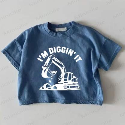 I'M DIGGIN' IT Baby Blue Excavator Print T-shirt - Blue - 18-24M - image 1