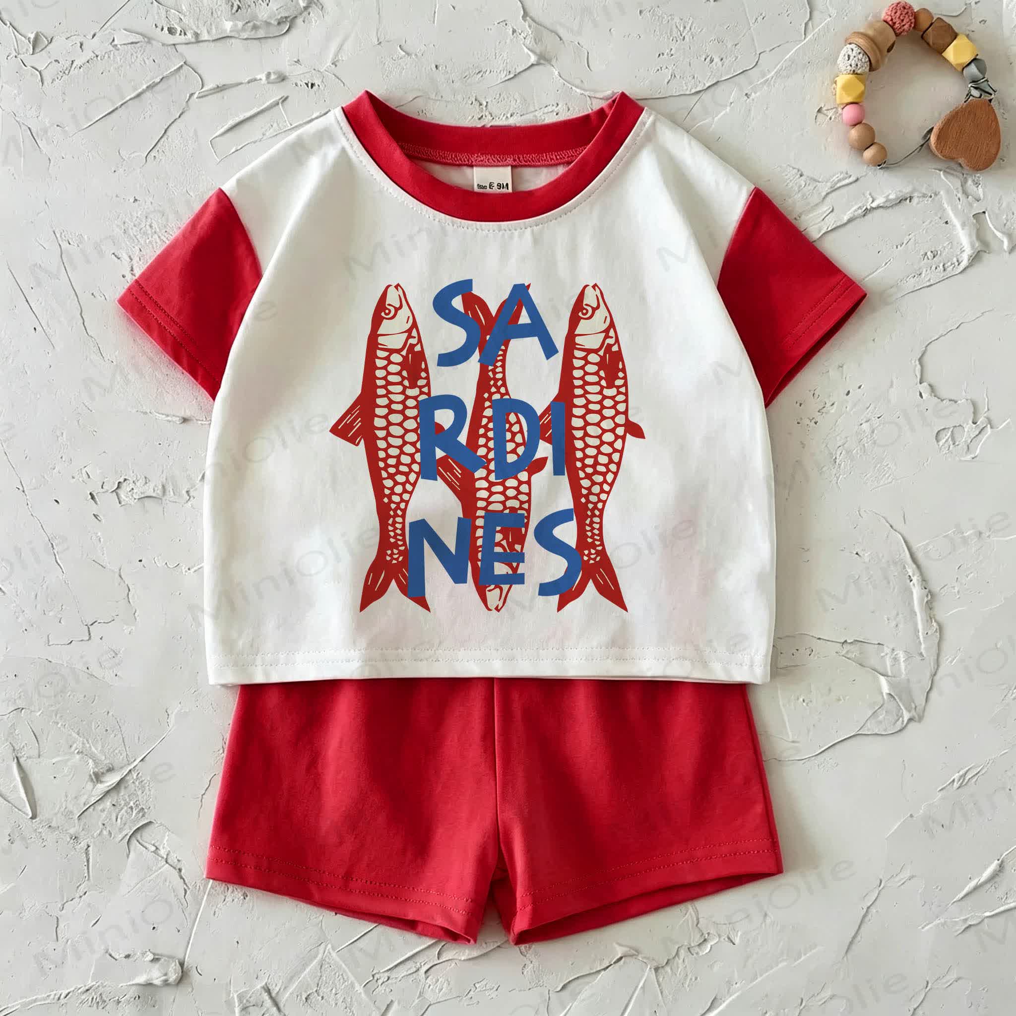SARDINES Baby White&Red T-shirt and Shorts 2-Piece Set - White&Red - 2-3T - image 1