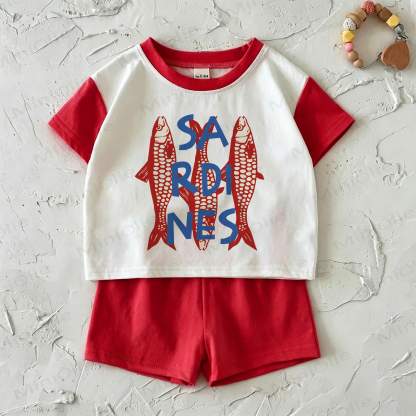 SARDINES Baby White&Red T-shirt and Shorts 2-Piece Set - White&Red - 2-3T - image 1