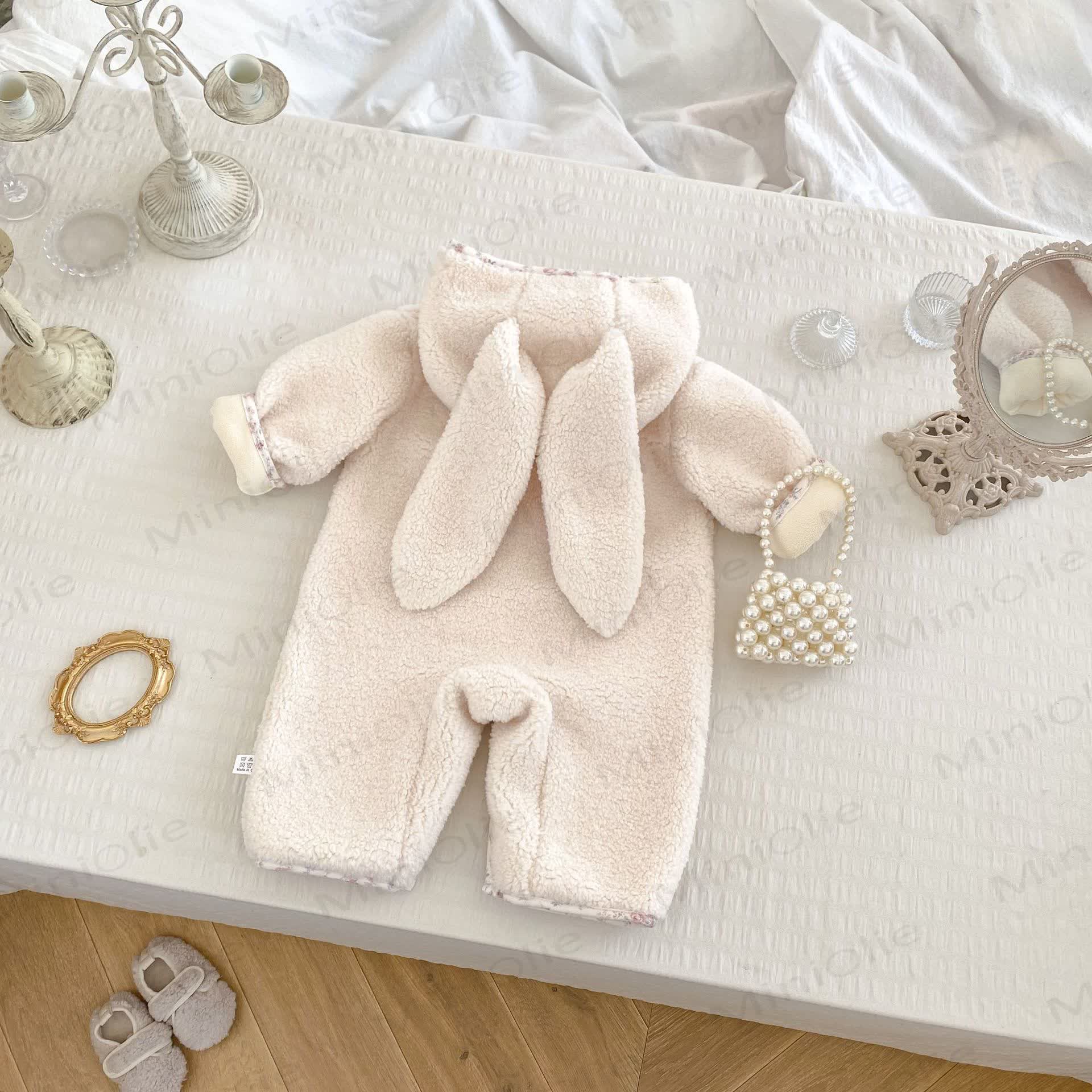 Baby Floral Bunny Ear Hooded Romper - image 10