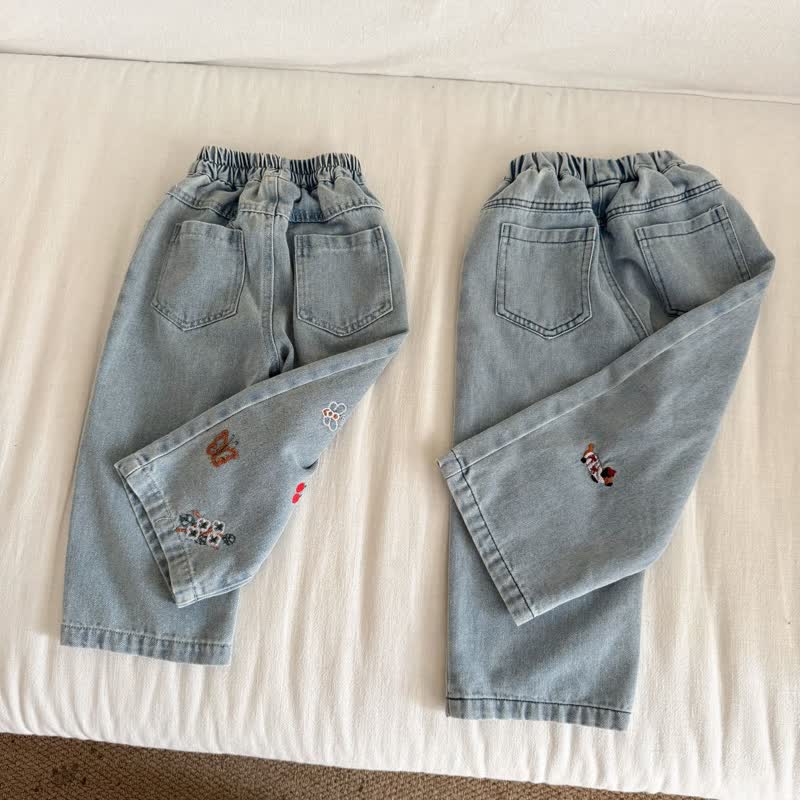 Baby Toddler Animal Plant Embroidered Denim Pants - image 12