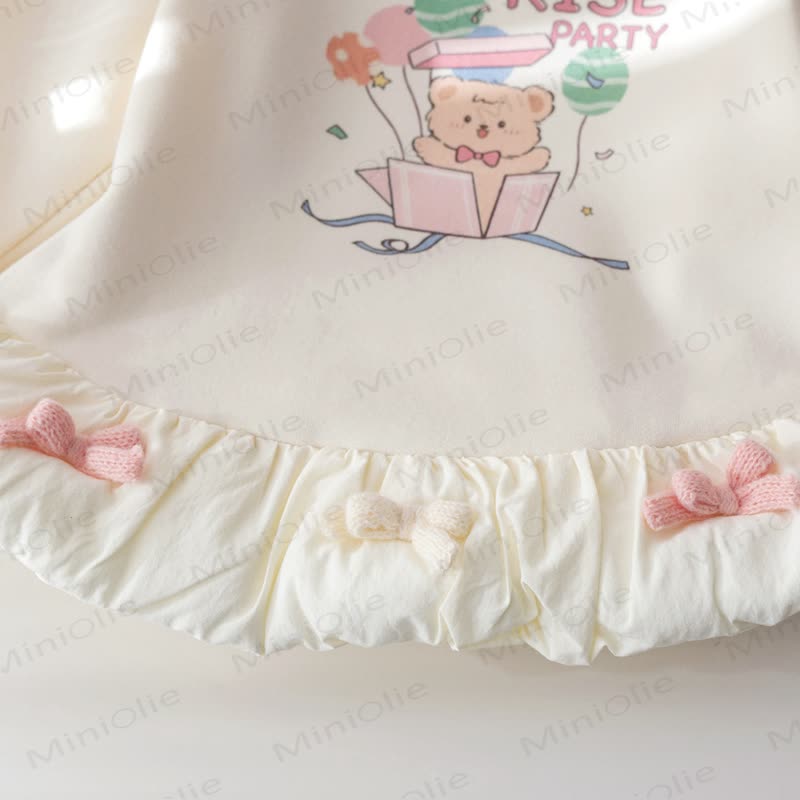 SURPRISE PARTY Toddler Girl Bow Bear Fleece Lined Bud Skirt - image 7