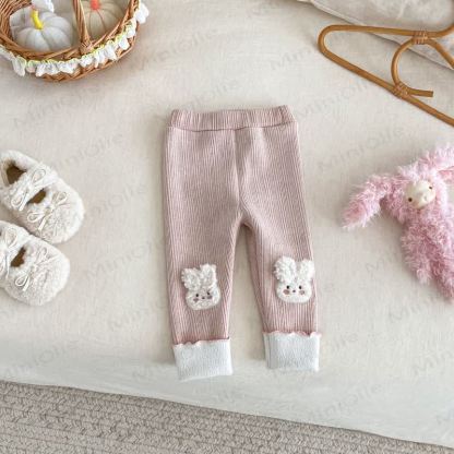 Baby Toddler Girl Rabbit Solid Color Quilted Leggings - Pink - 5-7T - image 3