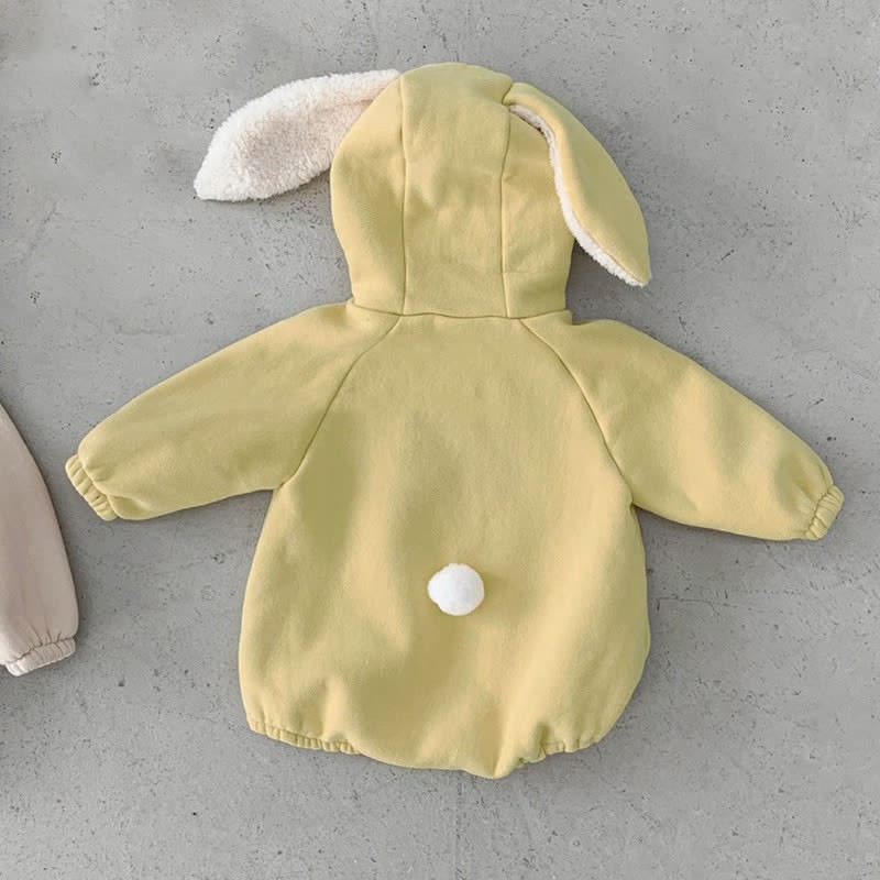 Baby Fleece Lined Solid Color Hooded Bodysuit - image 3