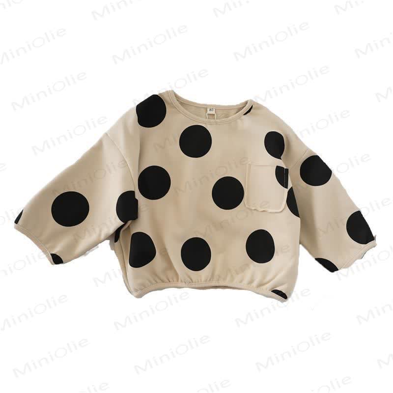 Toddler Dots Pocket Sweatshirt - Beige - 9-11T - image 3