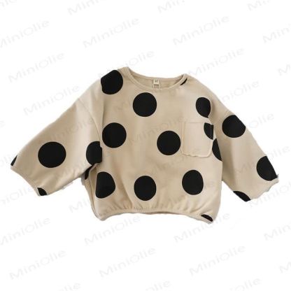 Toddler Dots Pocket Sweatshirt - Beige - 9-11T - image 3