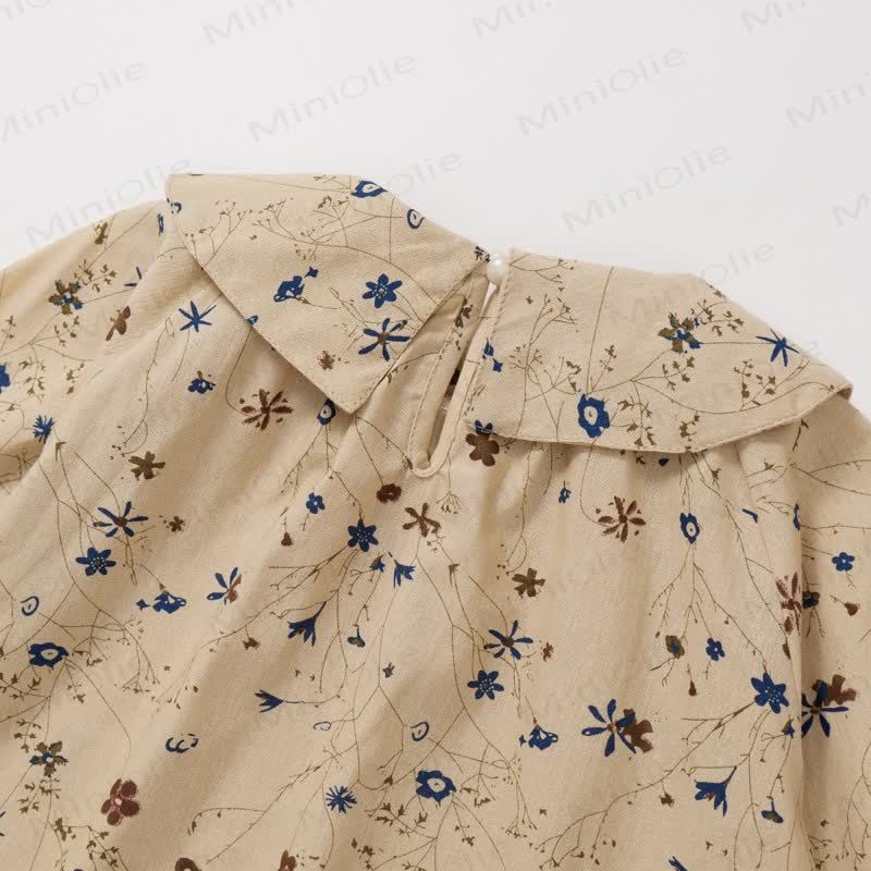 Toddler Vintage Flower Khaki Lapels Dress - image 5