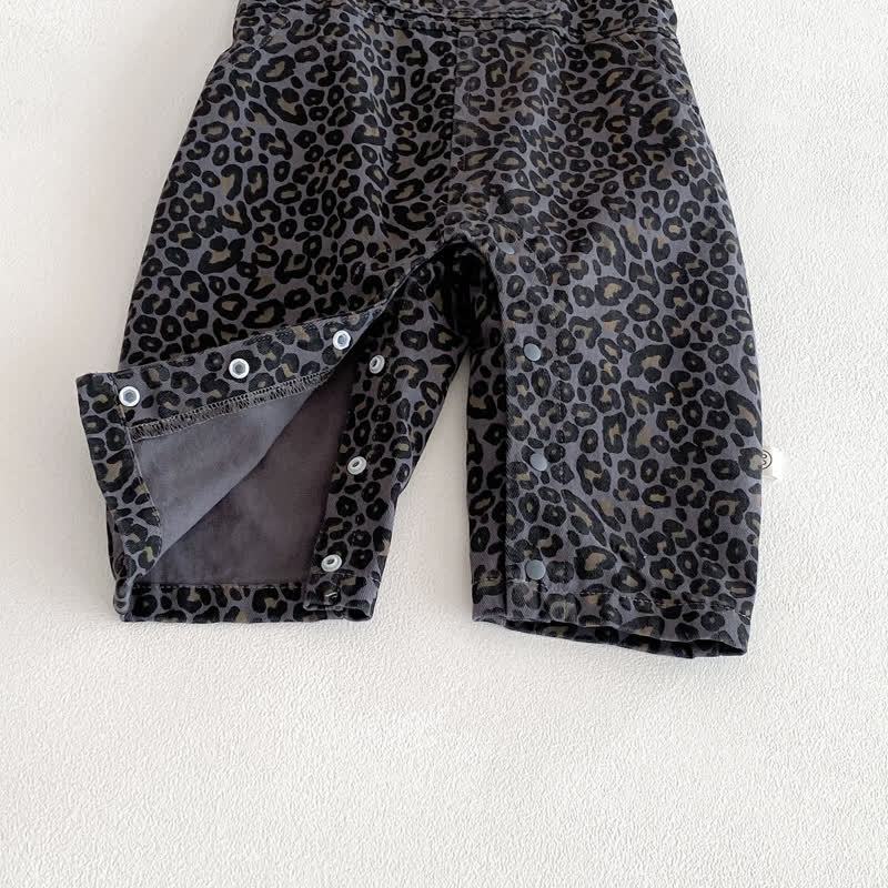 Baby Leopard Print Overalls & Grey Top - image 8