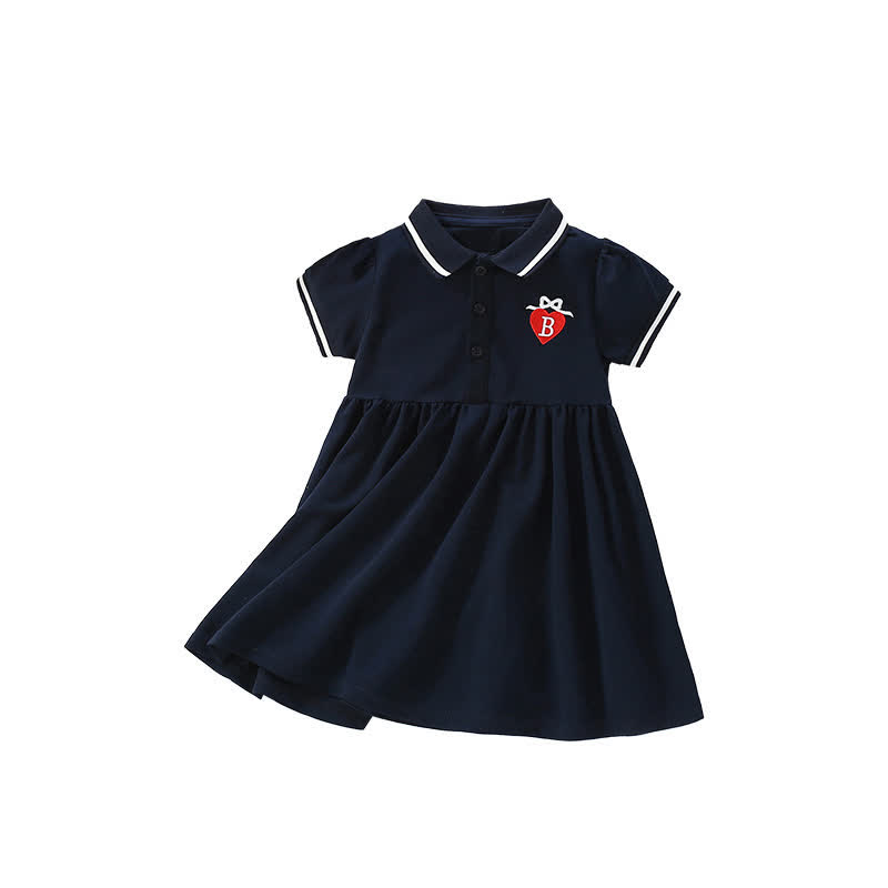 Toddler Kid Polo Bow Heart Black Dress - image 9