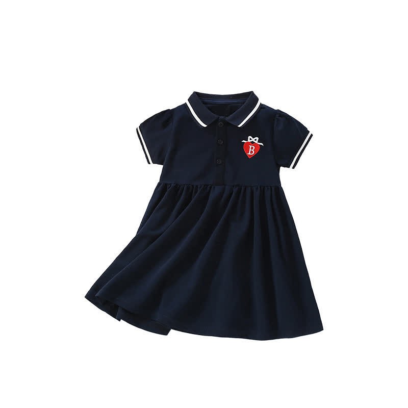 Toddler Kid Polo Bow Heart Black Dress - image 9