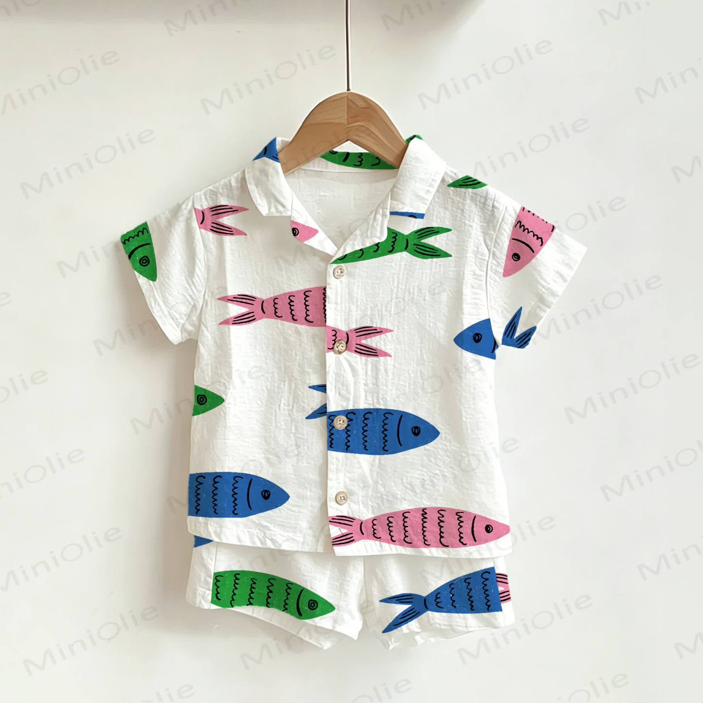 Baby Toddler White Sardines Shirt and Shorts 2-piece Set - White - 3-5T - image 1