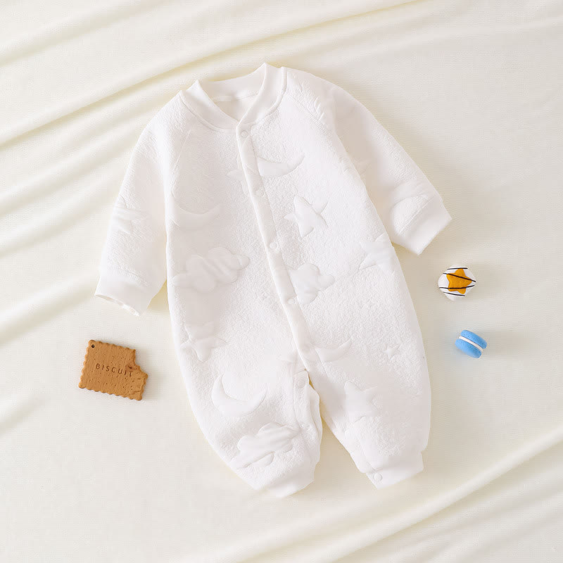 Baby Moon Star Solid Color Quilted Romper - White - 18-24M - image 11