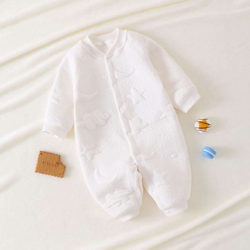 Baby Moon Star Solid Color Quilted Romper - White - 18-24M - image 11