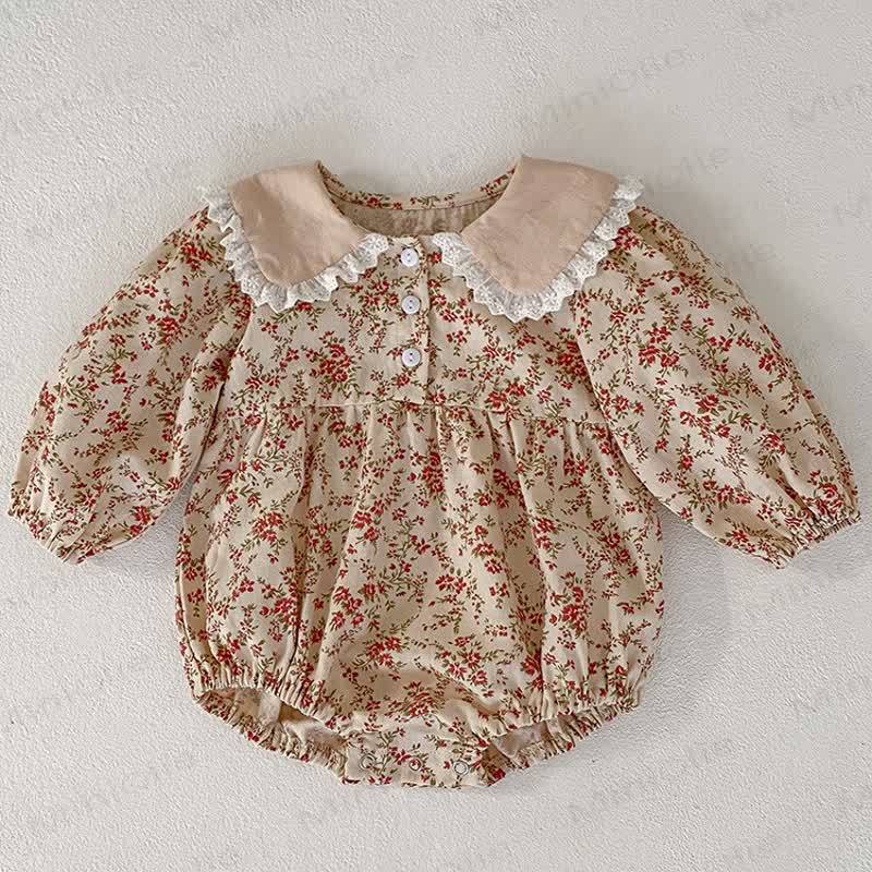 Baby Toddler Khaki Flower Lapels Bodysuit Dress - Khaki - Bodysuit: 18-24M - image 10