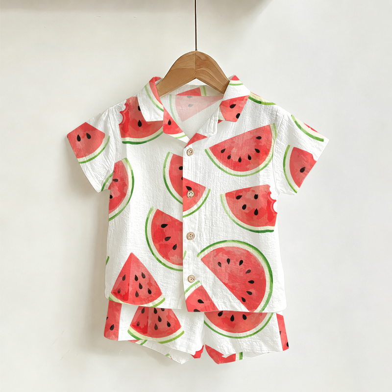 Toddler Baby White Watermelon Shirt and Shorts 2-piece Set - White - 4-5T - image 1