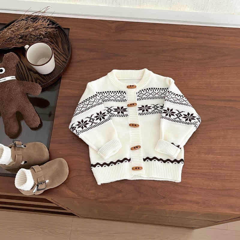 Baby Boy Vintage Jacquard Knit Cardigan - Beige - 3-5T - image 7