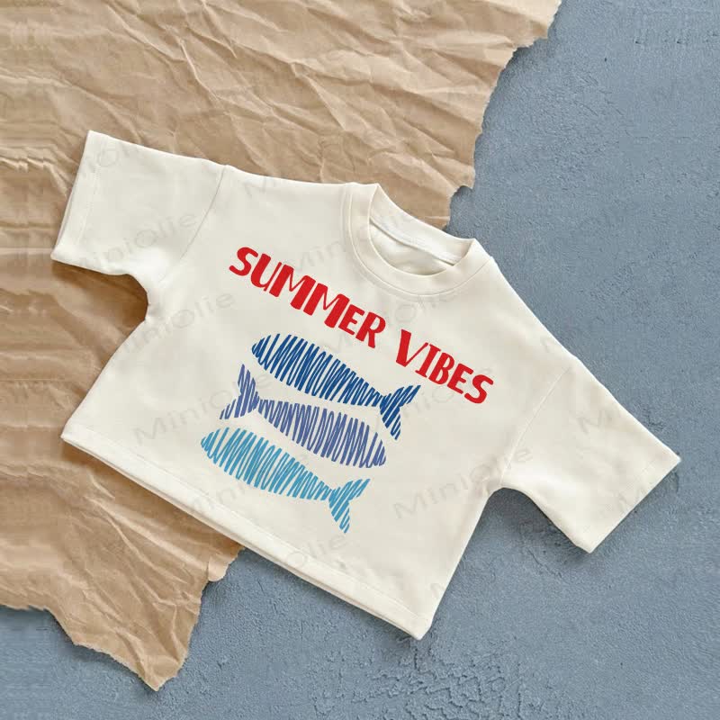 SUMMER VIBES Baby Fish T-Shirt - White - 2-3T - image 1