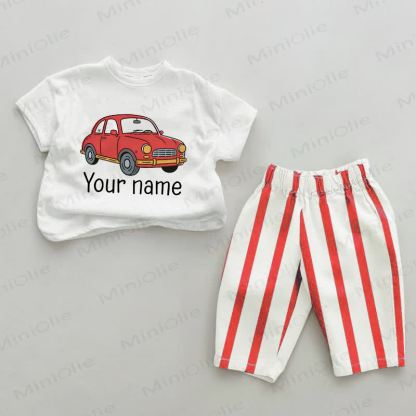 YOUR NAME Baby Red Vertical Striped 2-piece Set - White&Red - 2-3T - image 1