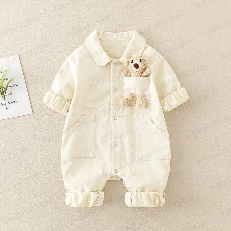 Baby Lovely Bear Polo Collar Romper - Apricot - 18-24M - image 6