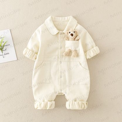 Baby Lovely Bear Polo Collar Romper - Apricot - 18-24M - image 6