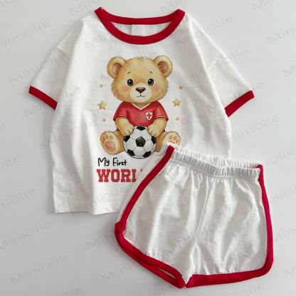 MY FIRST WORLD CUP Baby Toddler T-shirt and Shorts 2-Piece Set - White&Red - 3-5T - image 1