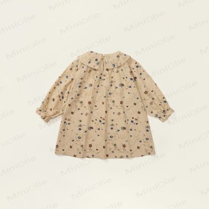 Toddler Vintage Flower Khaki Lapels Dress - image 3