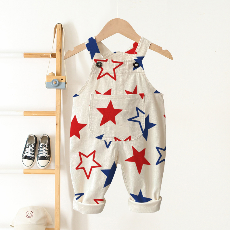 Baby Toddler Beige Star Overalls  - Beige - 3-5T - image 1