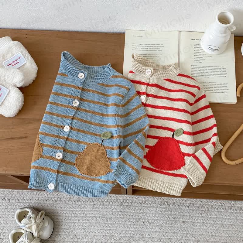 Baby Toddler Apple Striped Cardigan - image 5