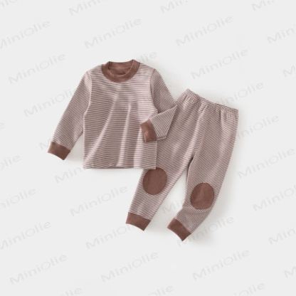 Baby Toddler Bear Embroidered/Stripe Top and Pants 2-piece Pyjama Set - Brown - 4-5T - image 7