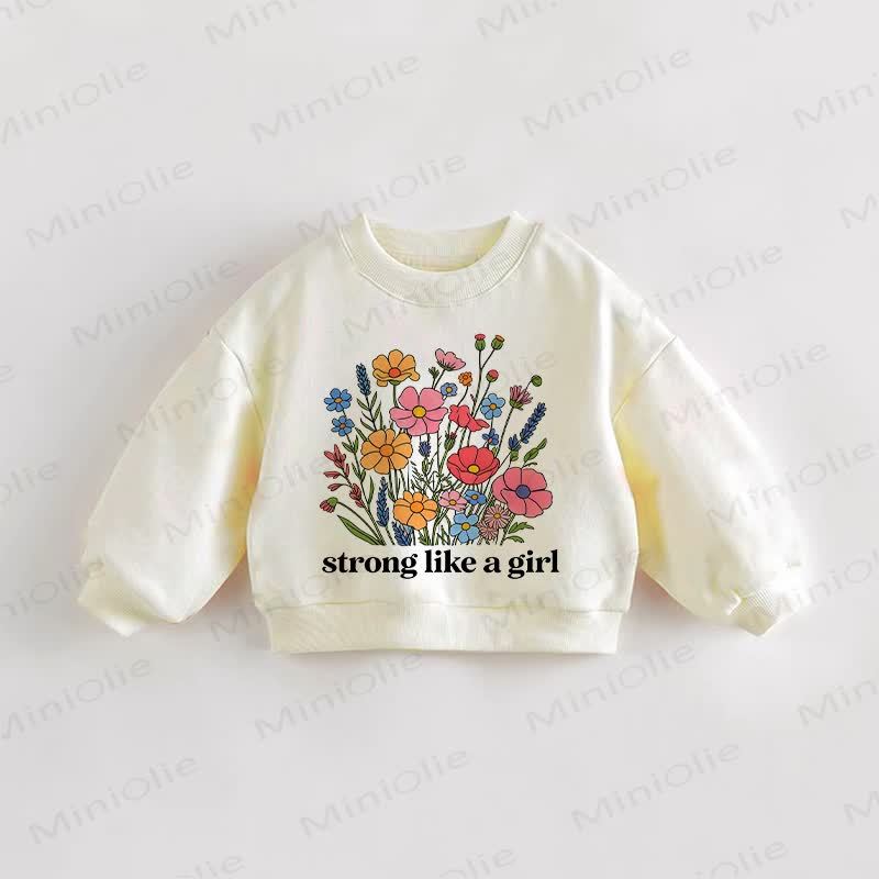 STRONG LIKE A GIRL Baby Toddler Flower Cream Sweatshirt - Cream - 3-5T - image 1
