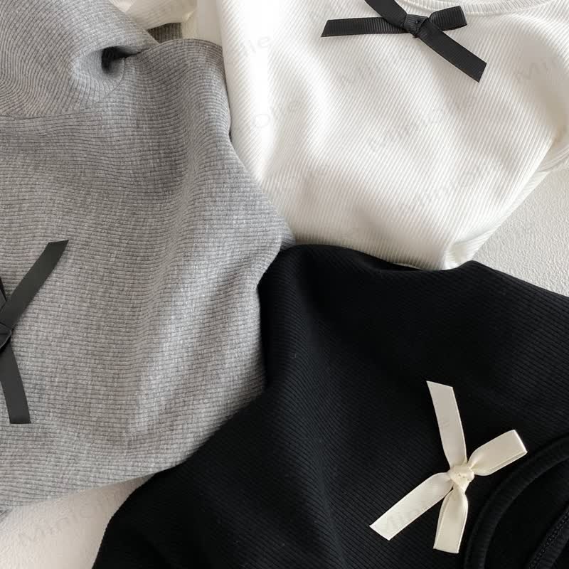 Baby Girl Bow Simple Base Layer T-Shirt - image 6