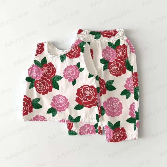 Toddler Girl Roses 2-piece Sleeveless Set - White - 5-7T - image 1