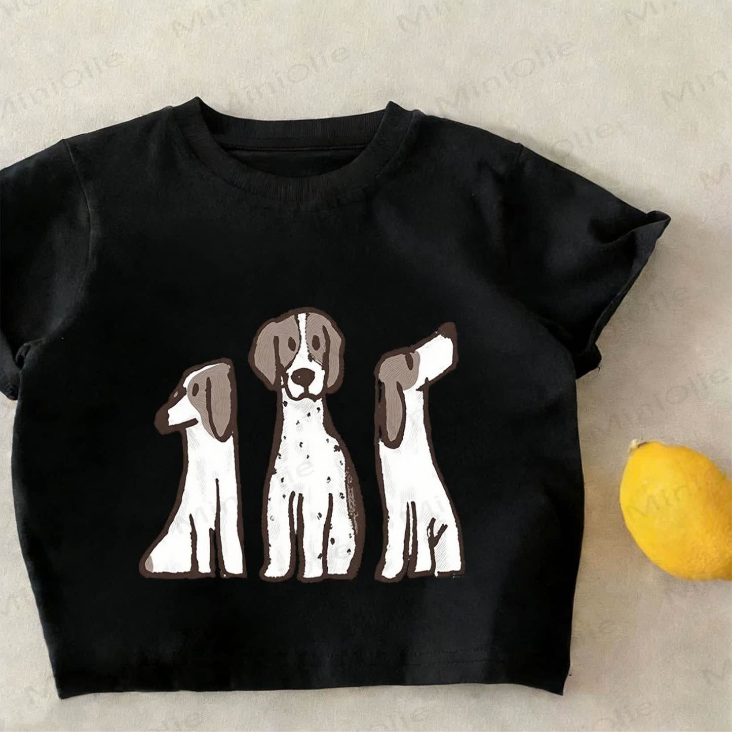 Toddler Kid Doggy Print Black T-shirt - Black - 12-13T - image 1