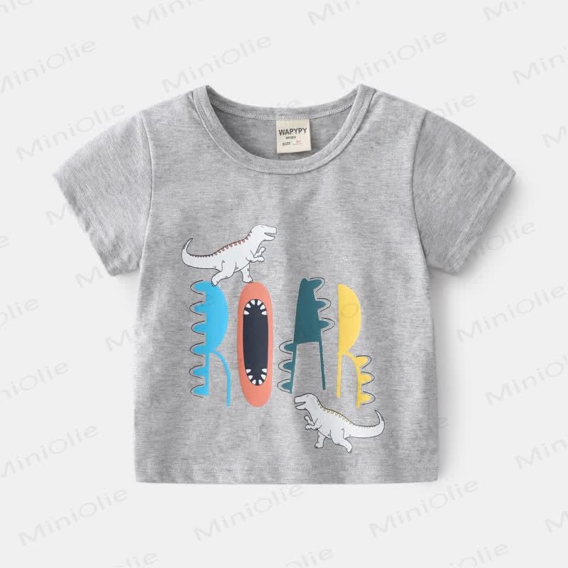 Toddler Boy Cartoon Dinosaur Printed T-Shirt - Grey - 8Y - image 3